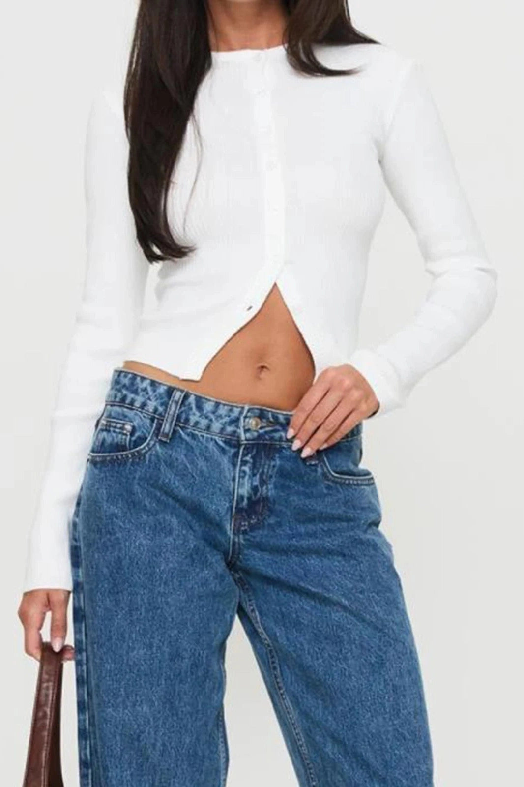 Glorol - Slim Fit Long Sleeve Button-Up Knitted Top