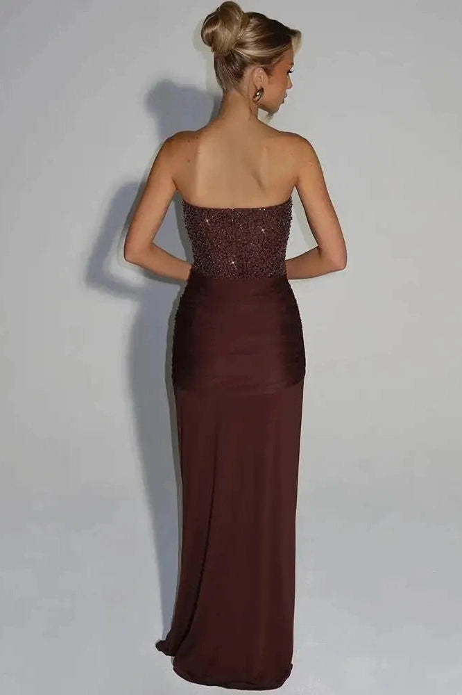 Glorol - Off-Shoulder Strapless Backless Sleeveless Maxi Dress