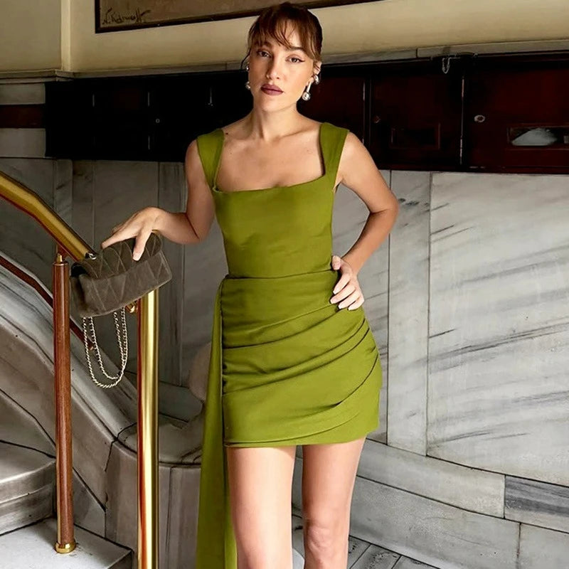 Glorol - Elegant High Waist Backless Mini Dress