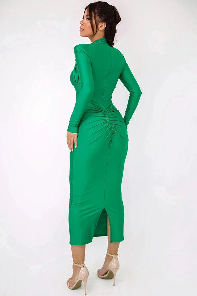 Glorol - Elegant Hollow Out Long Sleeve Maxi Dress