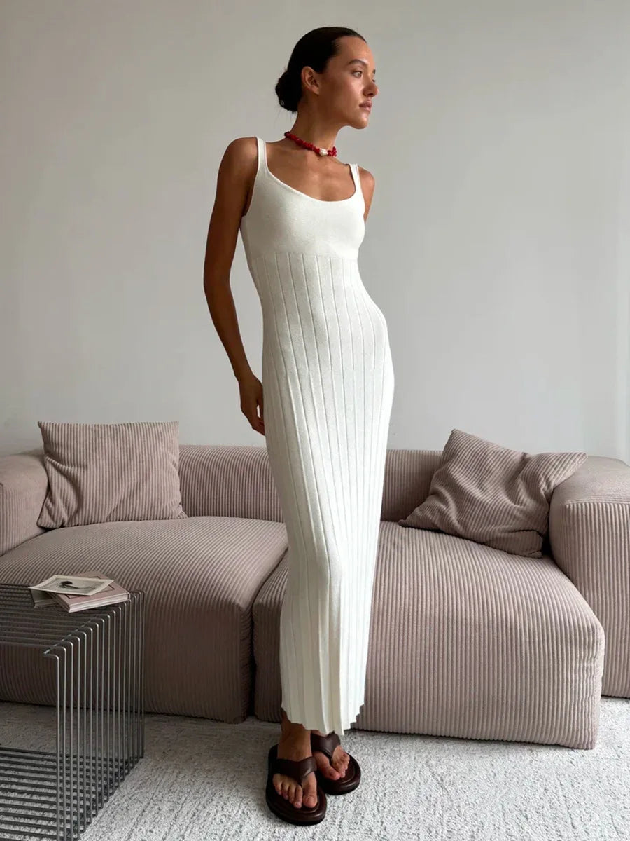 Glorol - Knitted Sleeveless Slim Maxi Dress