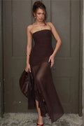 Glorol - Slim Patchwork Backless High Waist Bodycon Maxi Dress