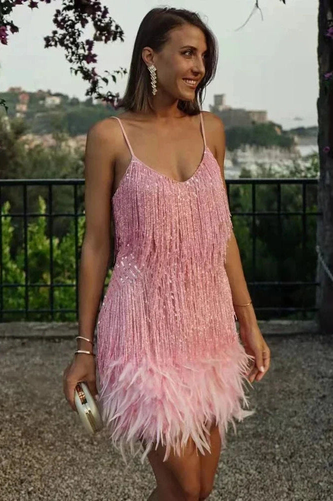 Glorol - Elegant Spaghetti Straps Mini Dresses
