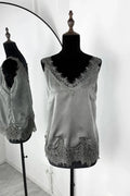 Glorol - Lace Deep V-Neck Sleeveless Loose Top