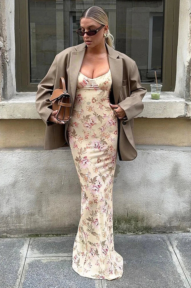 Elegant Printed Sleeveless Maxi Dress