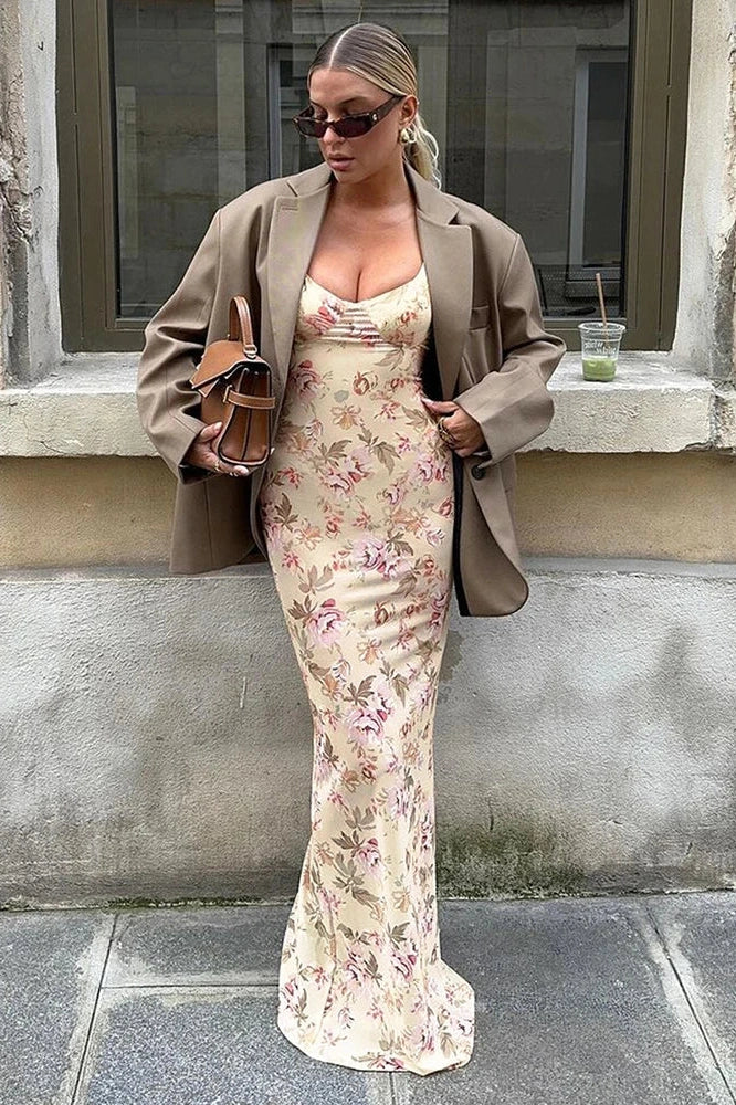 Glorol - Elegant Printed Sleeveless Maxi Dress