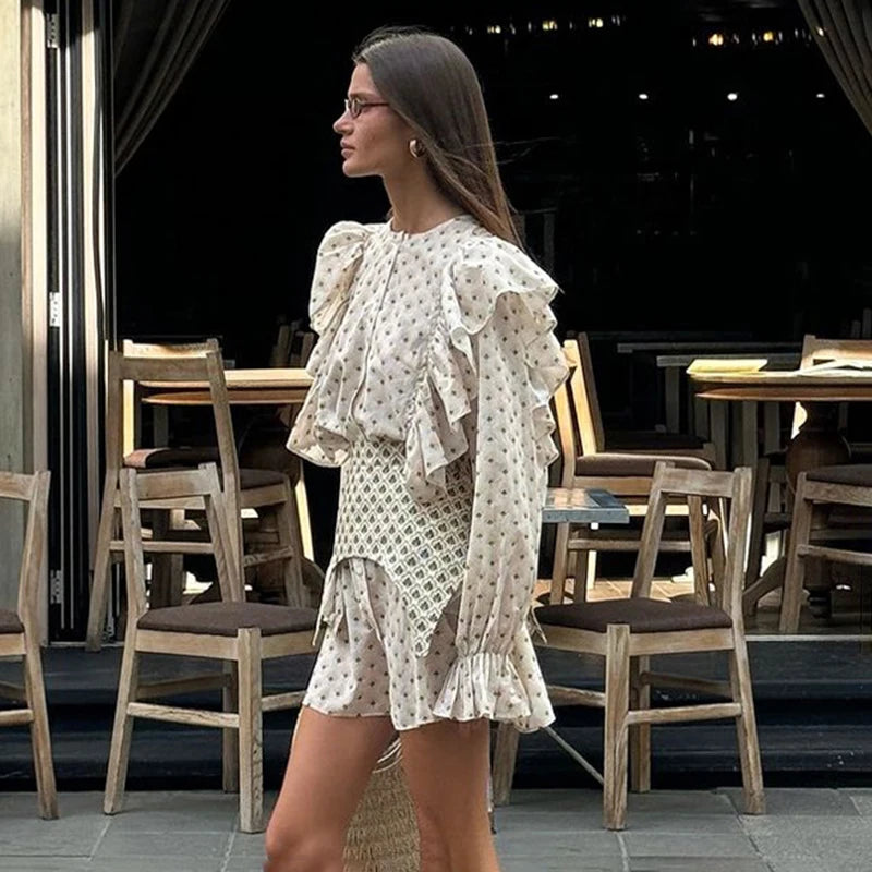 Glorol - Long Sleeve High Waist Slim Mini Dress