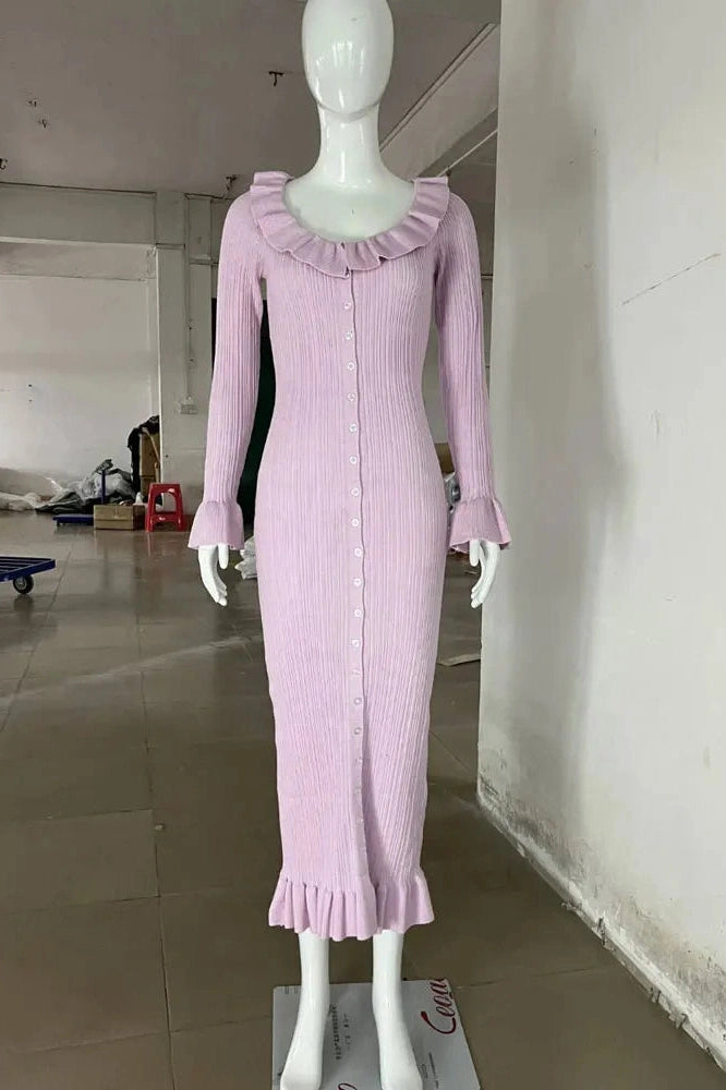 Glorol - Elegant Slim High Waist Patchwork Midi Dress