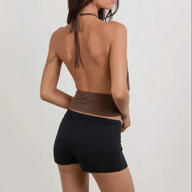 Glorol - Hollow Sleeveless Backless Straps Top