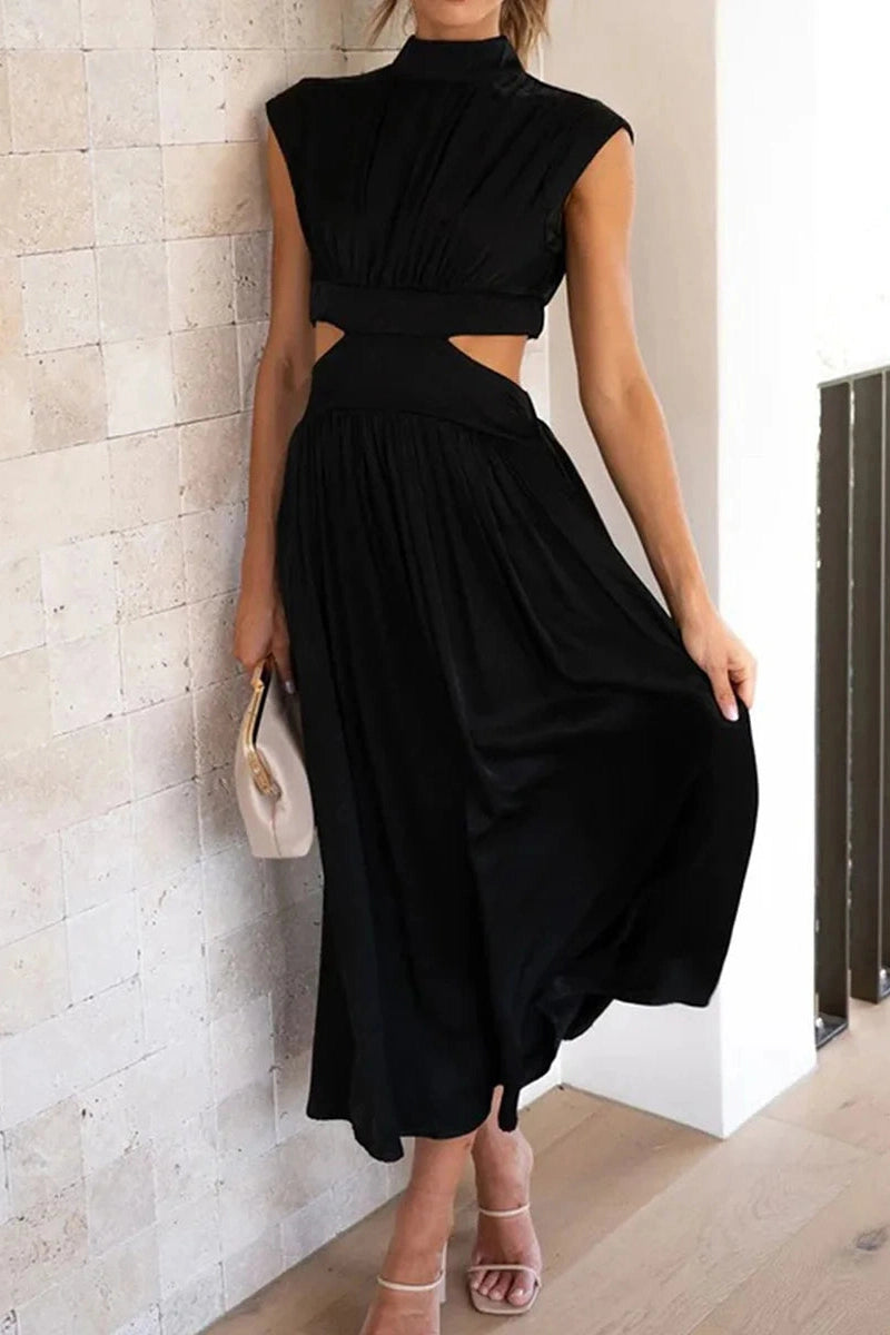 Glorol - Hollow-Out Sleeveless Loose Maxi Dress
