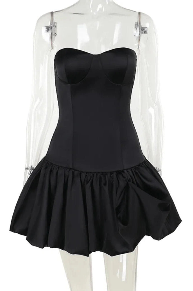 Glorol - Off-shoulder Strapless Sleeveless Backless A-line Mini Dress