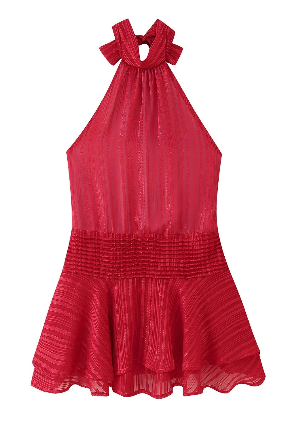 Glorol - Elegant Pleated Backless Sleeveless High Waist Mini Dress