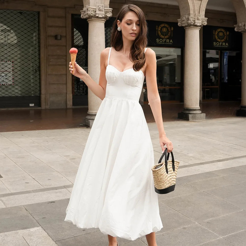 Glorol - Lace-Up Sleeveless Midi Dress