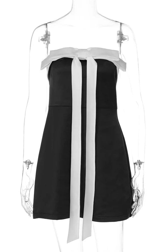 Glorol - Lace-Up Slim Off-Shoulder Bodycon Mini Dress