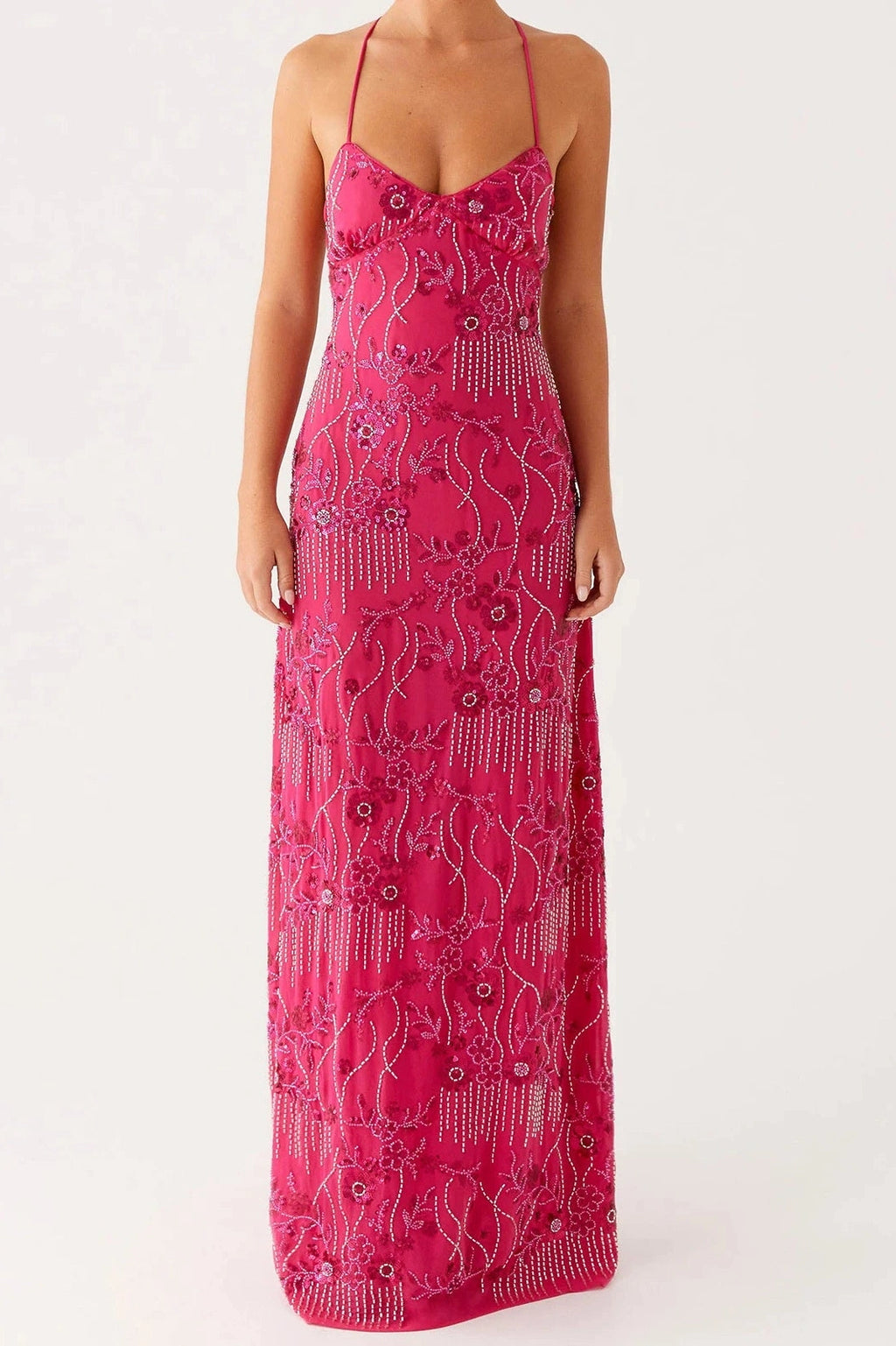 Glorol - Sleeveless Backless Spaghetti Strap Maxi Dress
