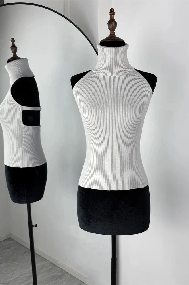 Glorol - 2 Piece Turtleneck Patchwork Top