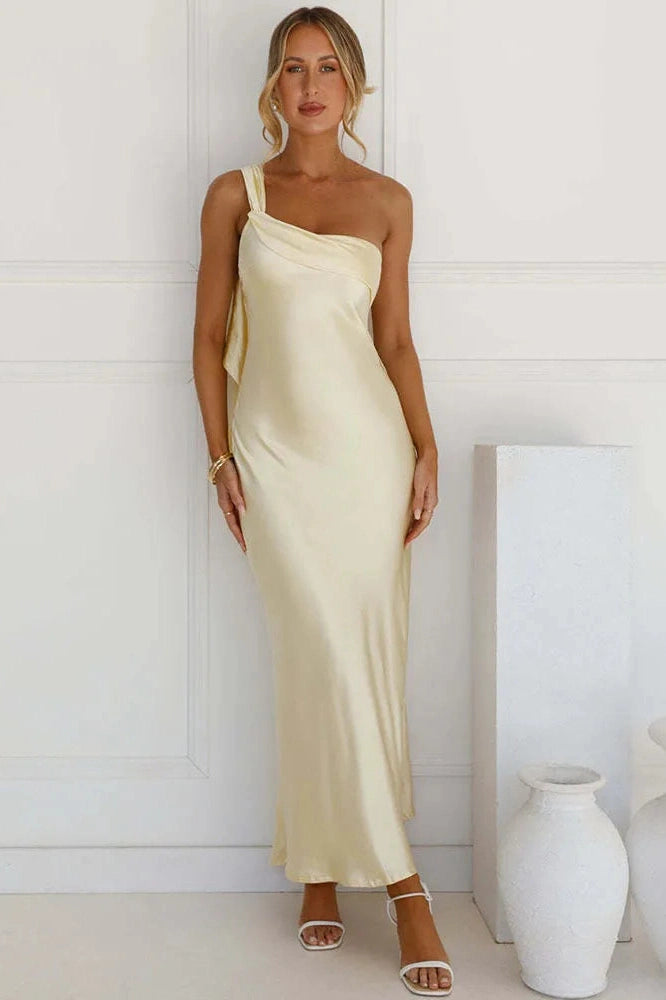 Glorol - One Shoulder Backless Sleeveless High Split Maxi Dress