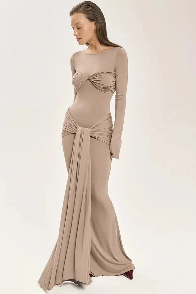 Glorol - Elegant Bodycon Long Sleeve Maxi Dress