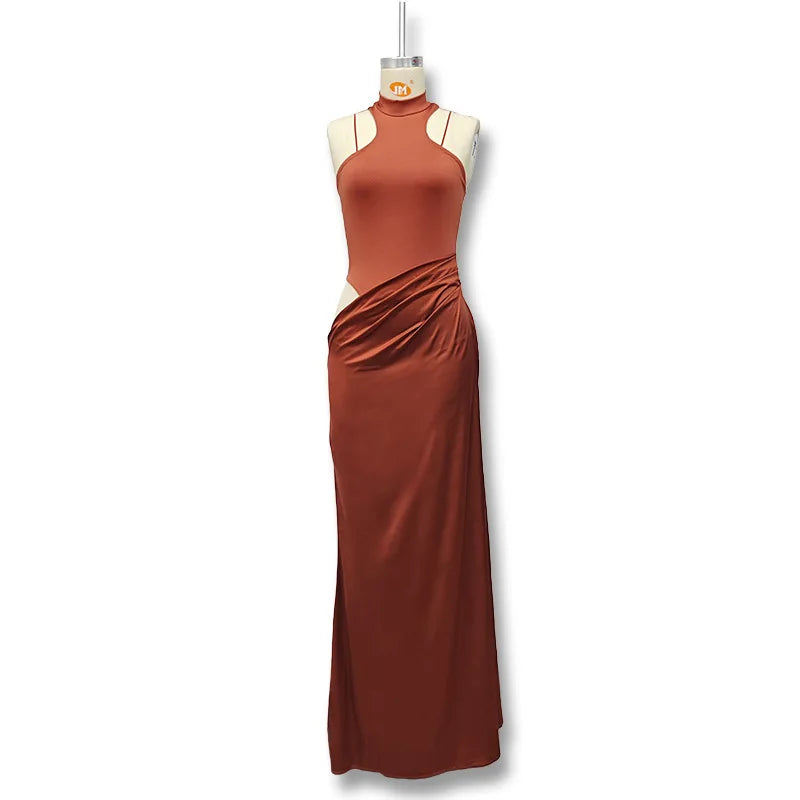 Glorol - Hollow Sleeveless High Waist Maxi Dress