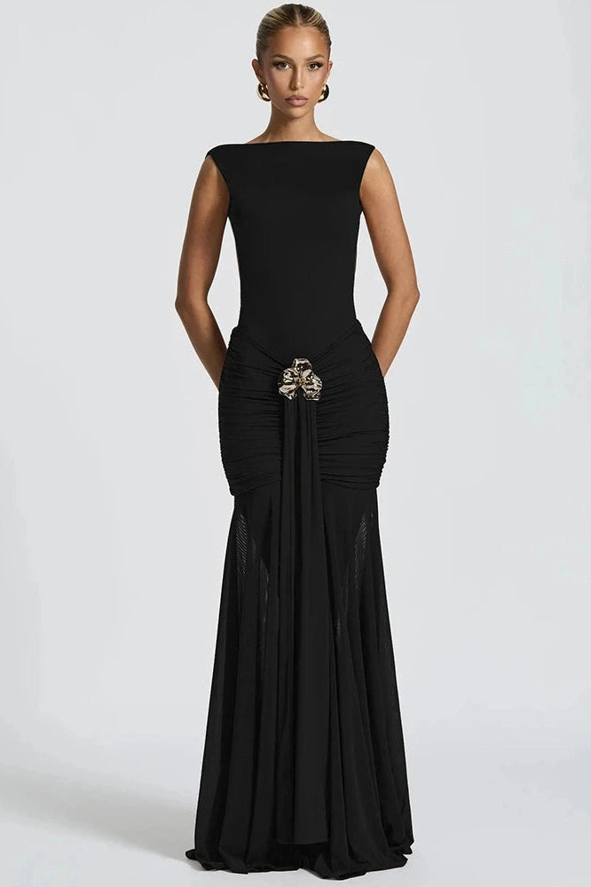 Glorol - Elegant Backless Sleeveless Bodycon Maxi Dress