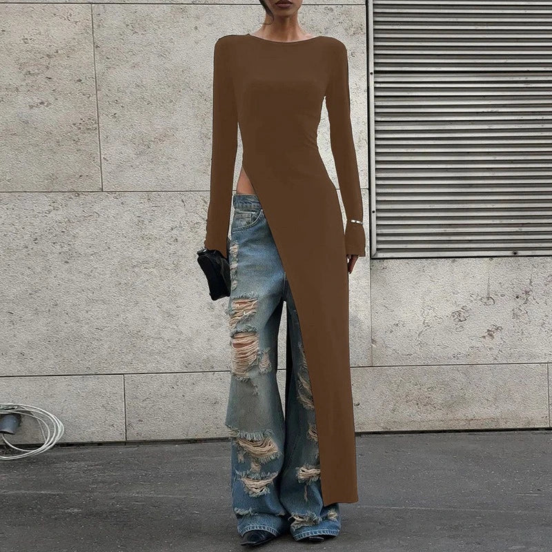 Glorol - Long Sleeves High Waist Maxi Dress
