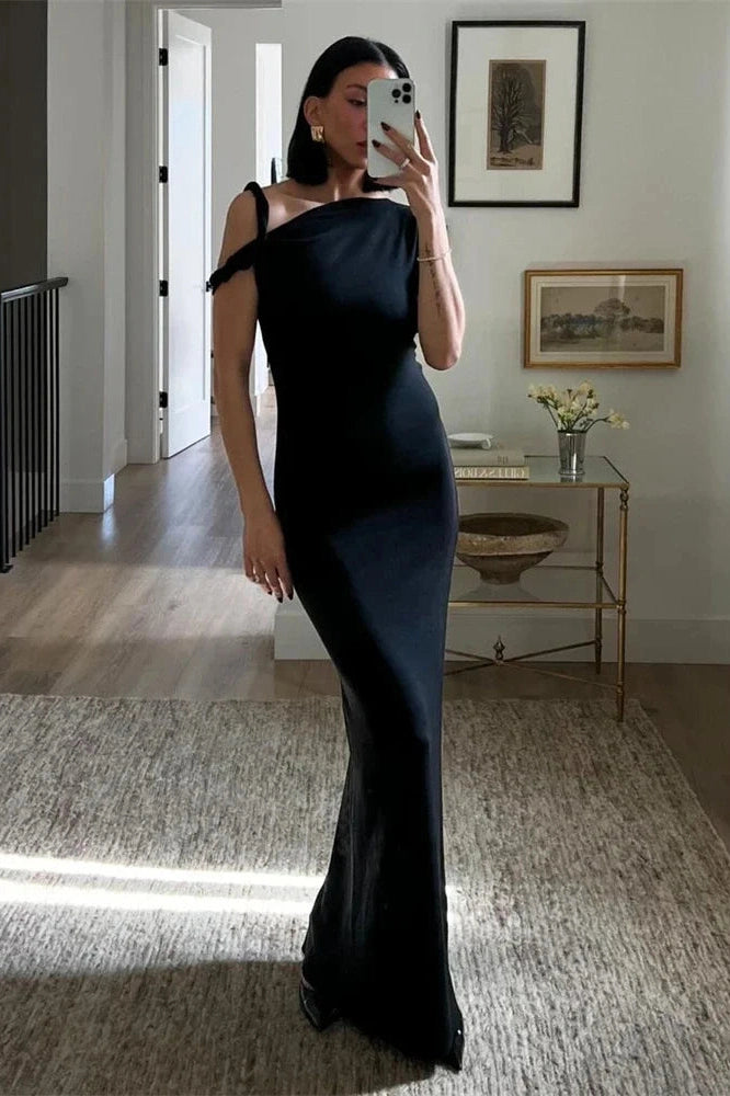 Glorol - One Shoulder Slim High Waist Sleeveless Bodycon Mini Dress