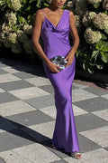 Hollow Out High Waist V-Neck Backless Slim Maxi Dress