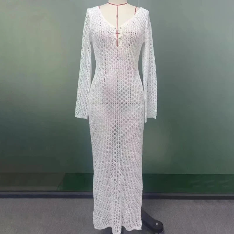 Glorol - See-Through Knitted Maxi Dress