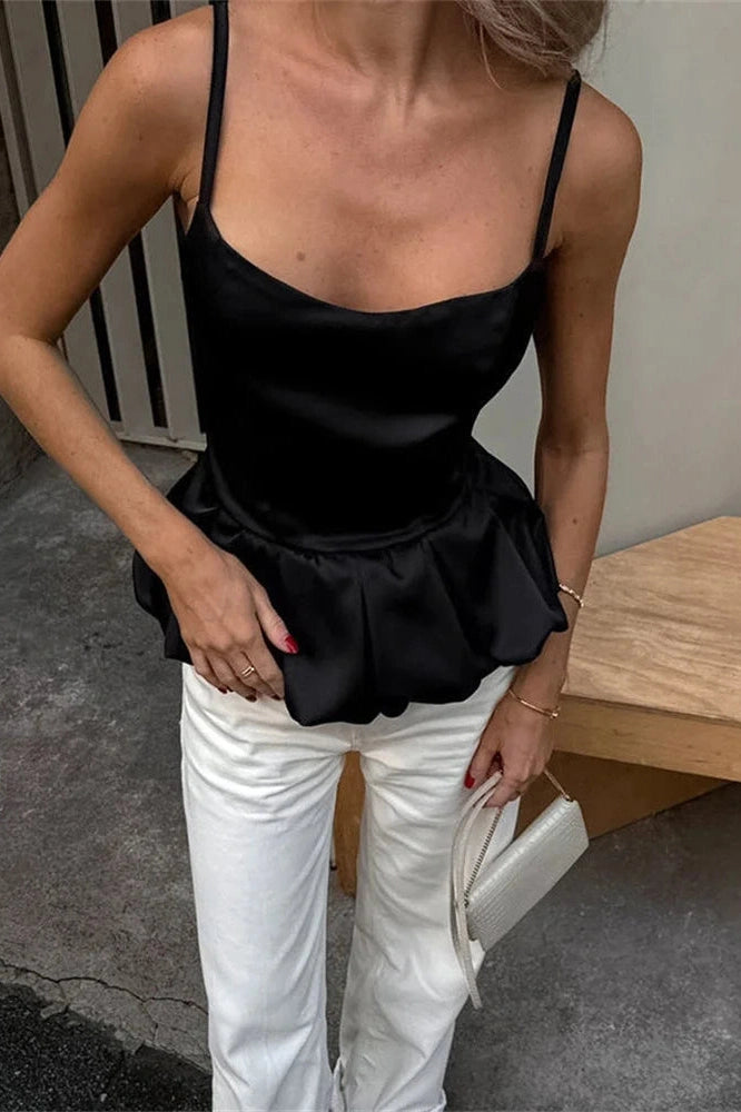 Glorol - Backless Patchwork High Waist Top