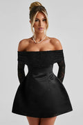 Glorol - Off-Shoulder Backless Strapless Long Sleeve High Waist A-line Mini Dress