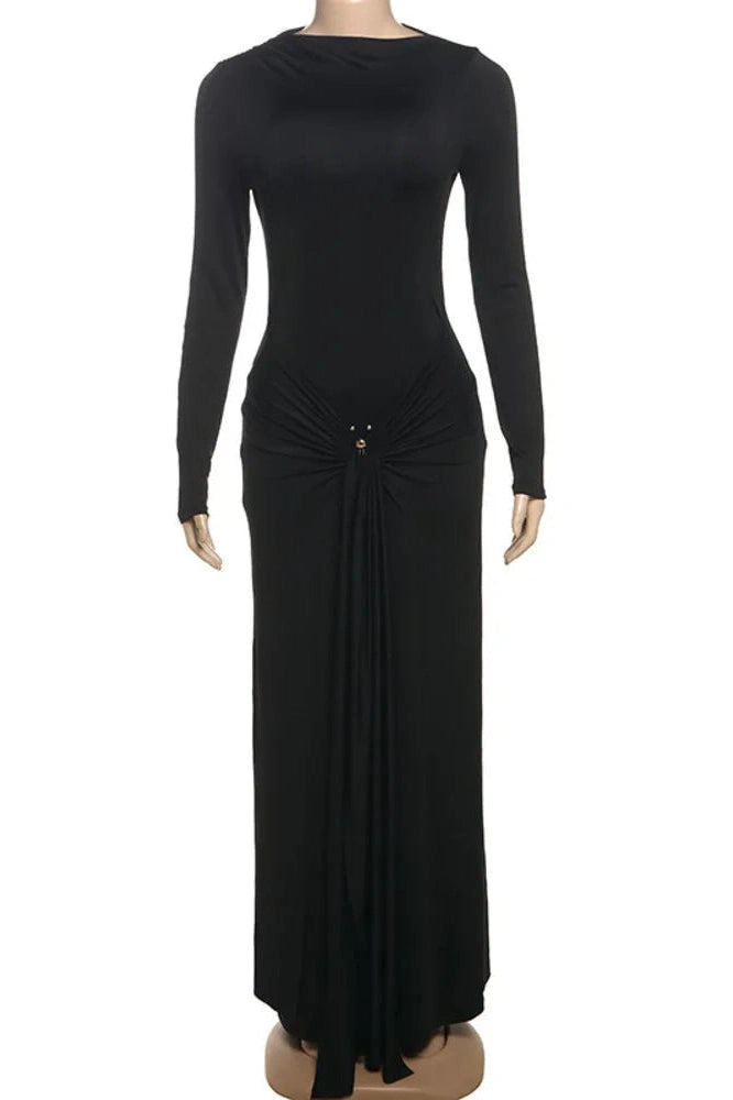 Glorol - Elegant Long Sleeve Bodycon Maxi Dress