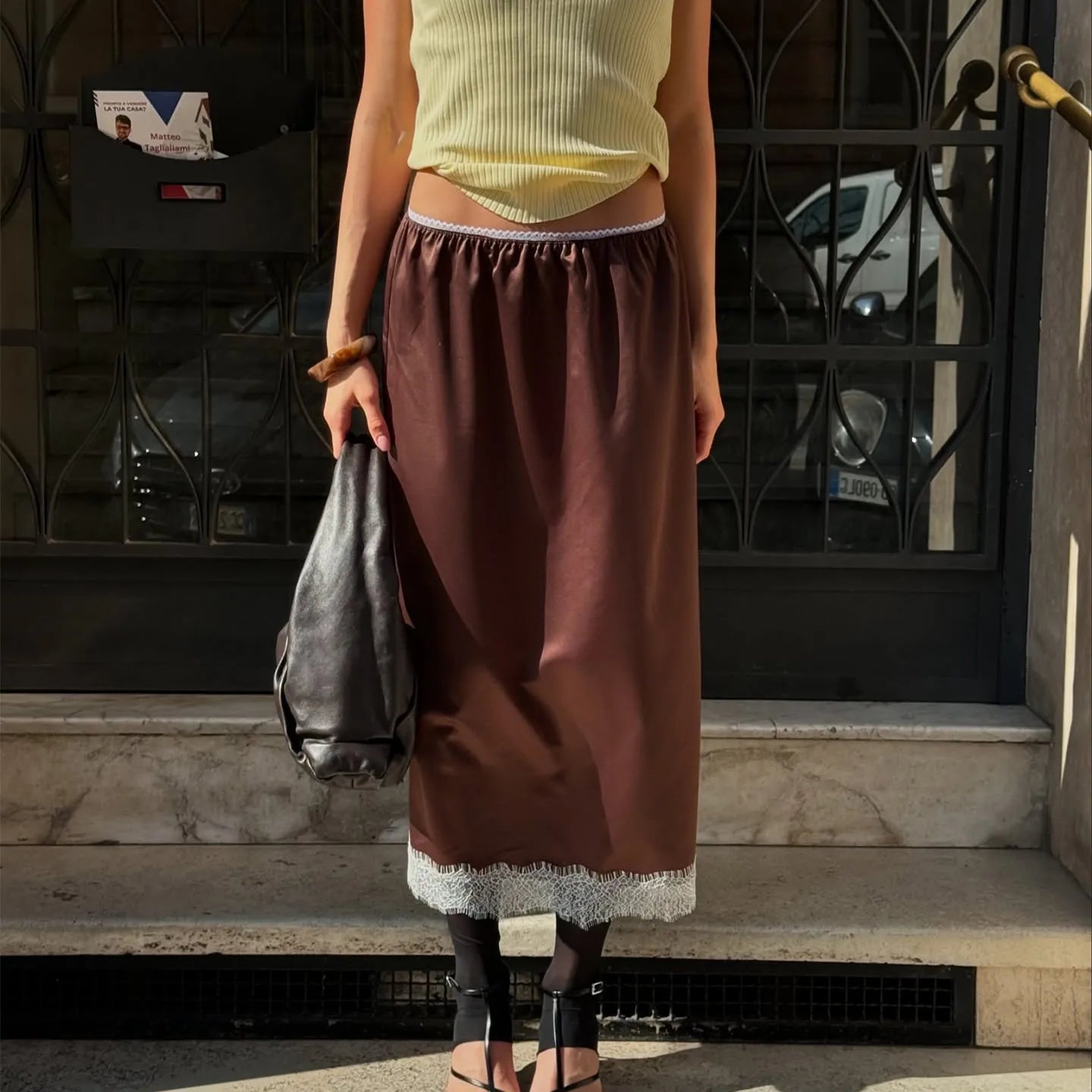Glorol - Elegant Lace Low Waisted Patchwork Skirt