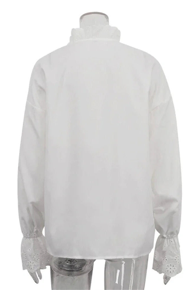 Glorol - Hollow Out Patchwork Long Sleeve Top