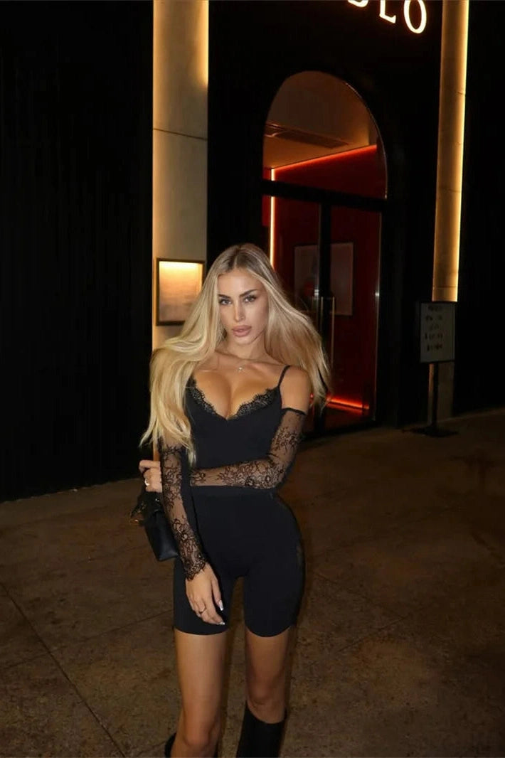 Glorol - Lace Patchwork Bodycon Sleeveless Backless Jumpsuit