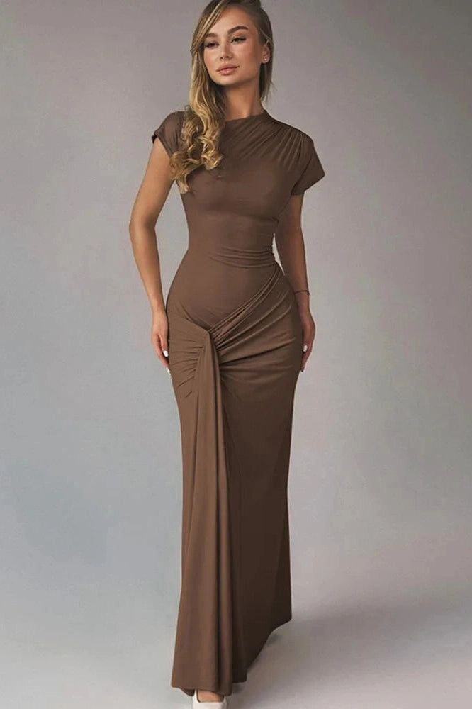Glorol - O-Neck Sleeveless Bodycon Lace-up Maxi Dress