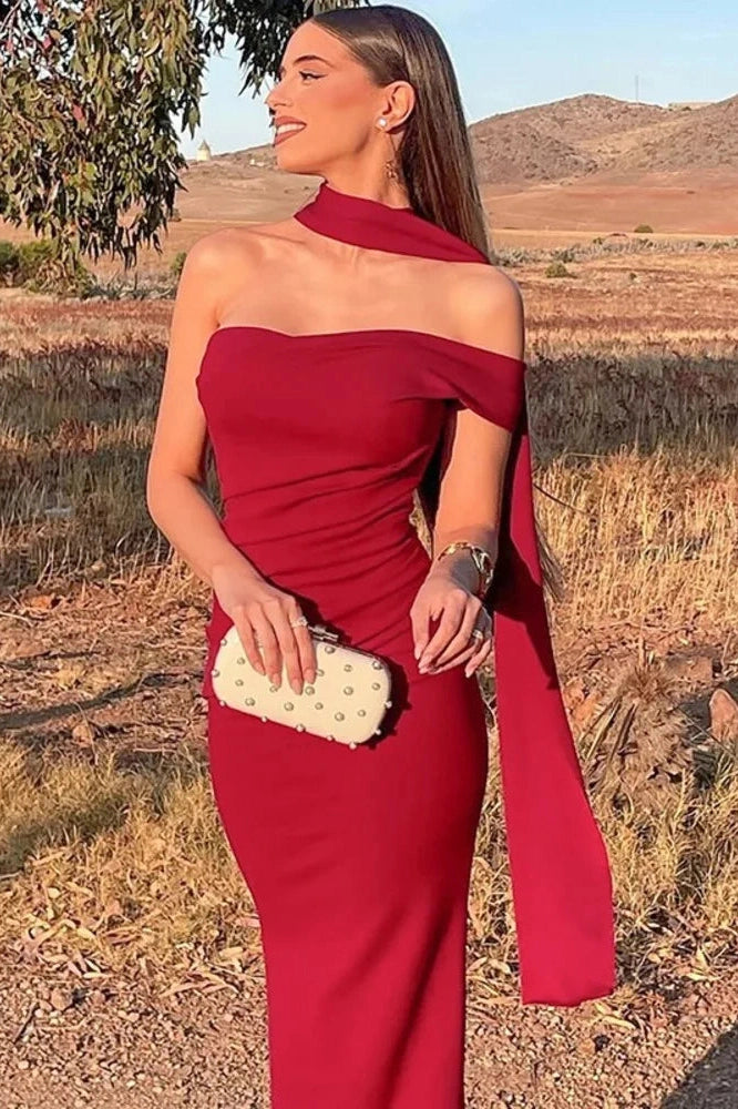 Glorol - Off-Shoulder Backless Strapless Sleeveless Bodycon Maxi Dress