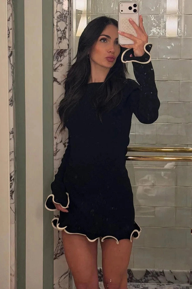 Glorol - Slim Patchwork High Waist Mini Dress
