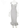 Glorol - Polka Dot Slim Sleeveless Midi Dress