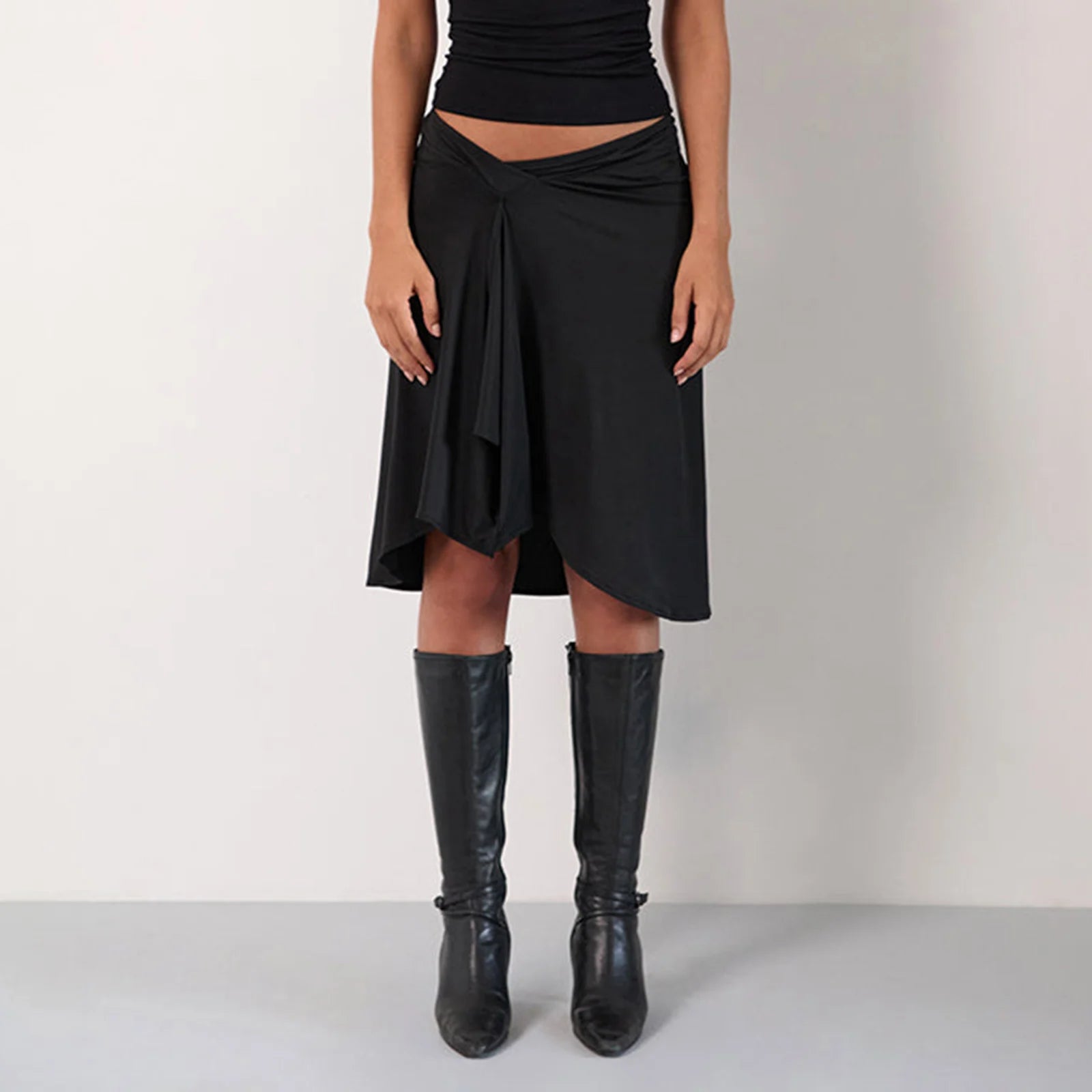 Glorol - Elegant Stripe Plaid Print A-Line Skirt