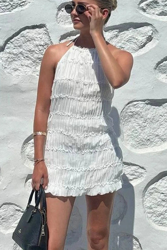 Glorol - Elegant Backless Lace Up Bodycon Mini Dress