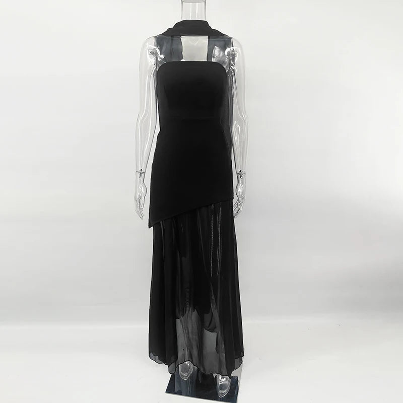 Glorol - Elegant Strapless Sleeveless Maxi Dress