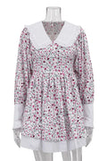 Glorol - Printed V-Neck Slim Long Sleeve Bodycon Mini Dress