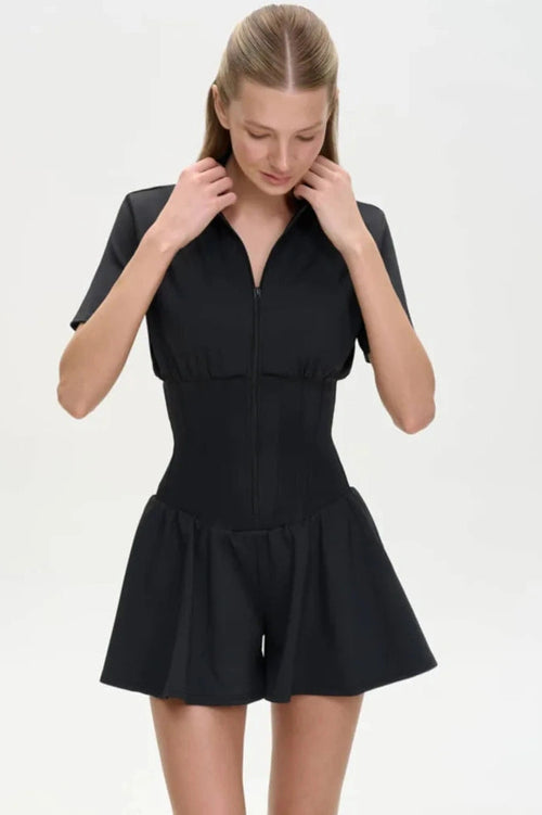 Glorol - 2026 Zipper Short Sleeve Bodycon Jumpsuit