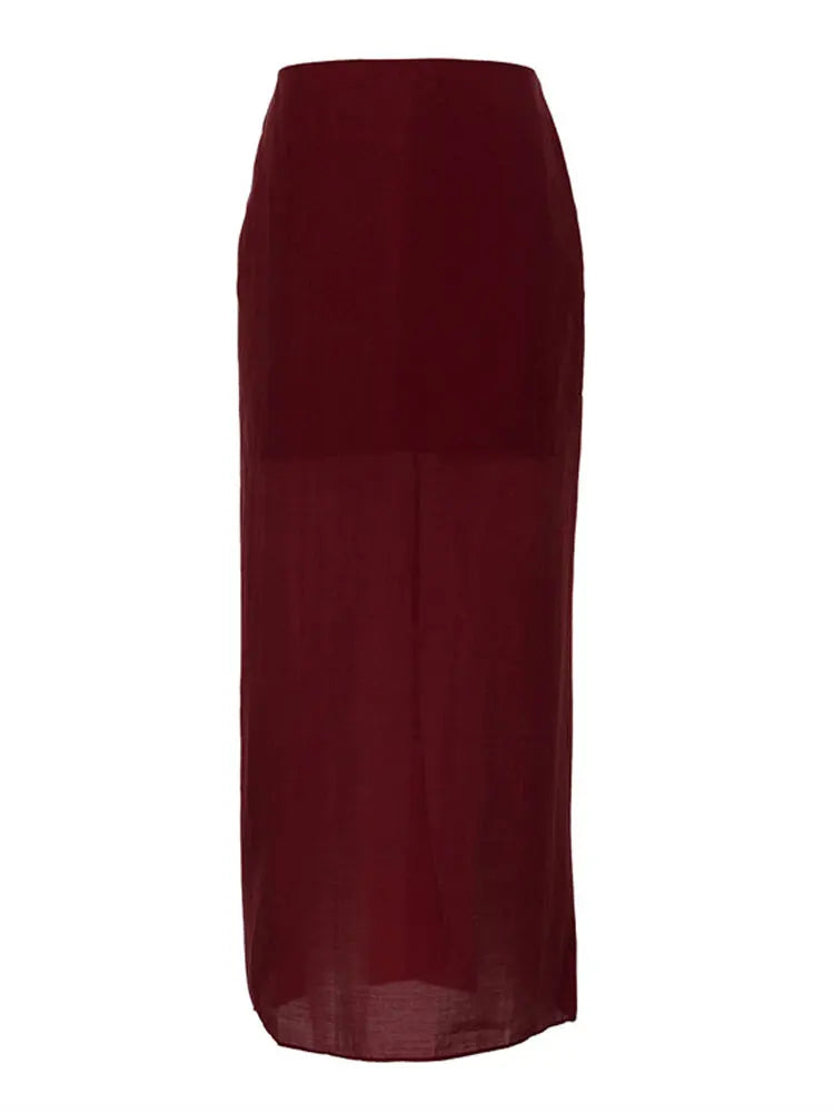 Glorol - High Waist See-Through Patchwork Skirt