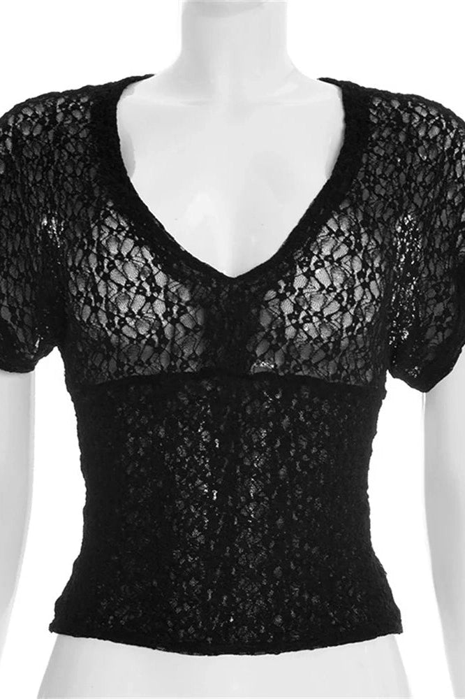 Glorol - Backless See-Through Sleeveless High Waist Top
