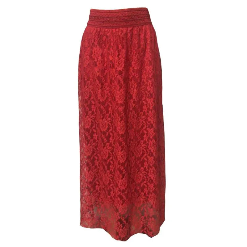 Glorol - High-waisted Lace Micro-elastic Embroidered Skirt
