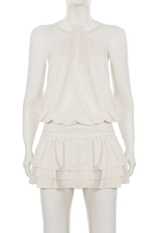 Glorol - Elegant High Waist Backless Slim Mini Dress