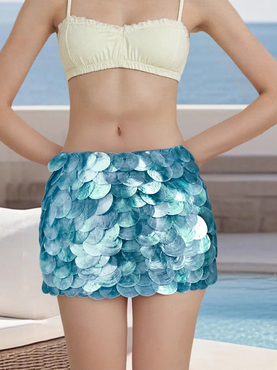 Glorol - Low Rise Sequins Bodycon Skirt
