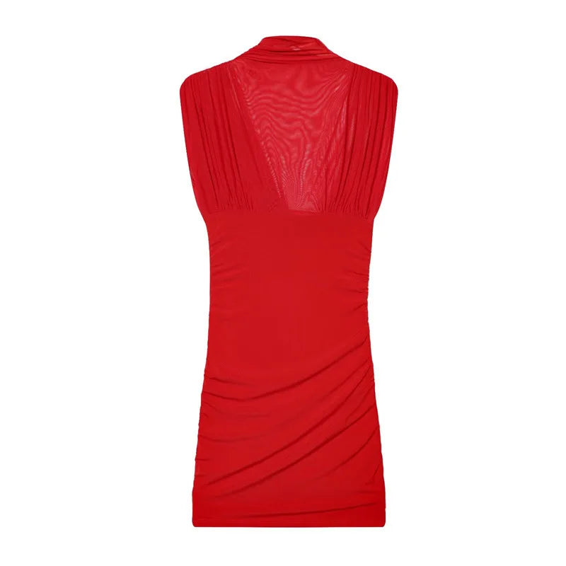 Glorol - See Through Patchwork Sleeveless Mini Dress