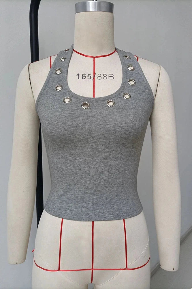 Glorol - Hollow Neck Sleeveless Bodycon Top